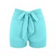 thumbnail image 1 of Gibobby Shorts Deportivo Ladies New Summer Honeycomb Fabric Bow Tie Belt Peach Hip Tight Waist High Hip Movement Yoga Shorts(Aqua, L), 1 of 5