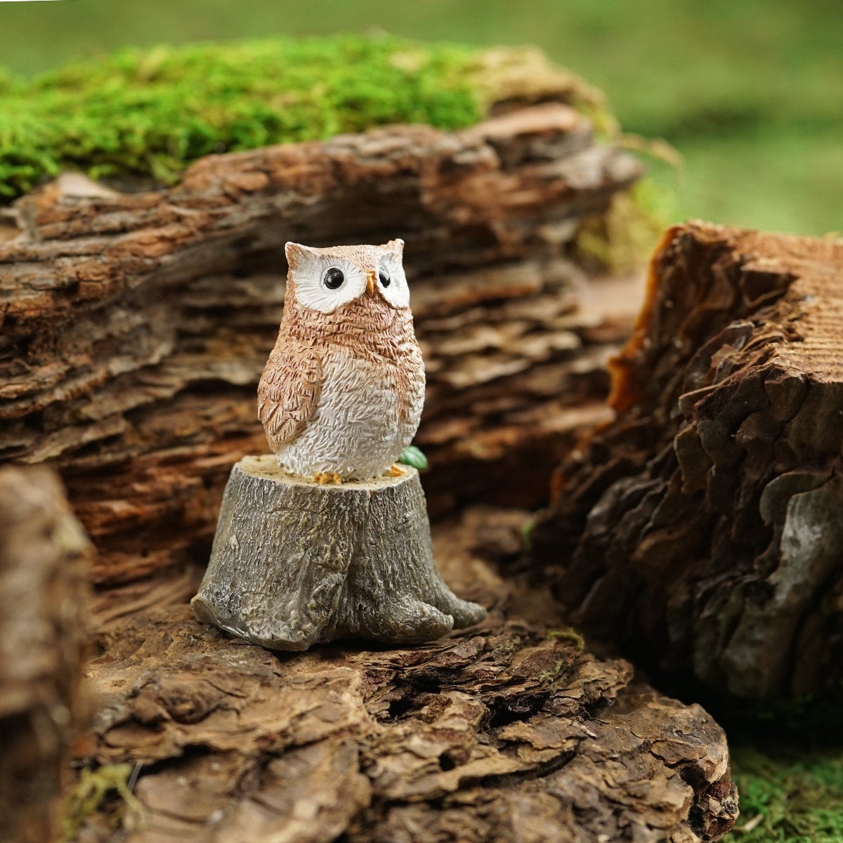 Top Collections Miniature Garden Owl Statues (Little Owl on Tree Stump) - image 2 of 2