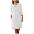 thumbnail image 2 of PBNBP Dresses for Women 2023,Womens 3/4 Sleeve Cotton Linen Lounge Dress Women's Casual V-Neck Midi Dresses Bohemian Sundress Loose Beach Dress, 2 of 7