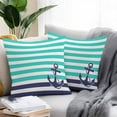 thumbnail image 2 of Blue Anchor Outdoor Pillow Covers Set of 2 Costal Turquoise White Blue Stripes Background Waterproof Throw Pillow Case Decorative Square Cushion Cover for Patio Couch Garden Balcony, 24"x24", 2 of 9