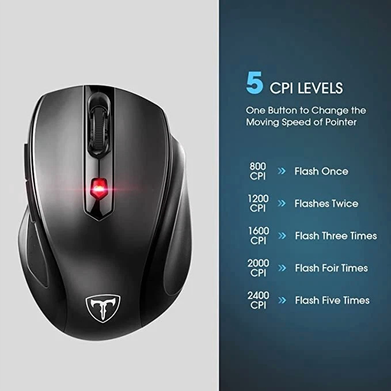 CIRCLE- Victsing Wireless Gaming Mouse Ergonomic 5 Adjustable Dpi Levels 6 Buttons Black