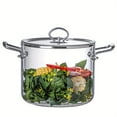 thumbnail image 3 of High borosilicate glass soup pot 7.88 inch/20 cm soup pot with lid/stainless steel handle, binaural, large-capacity high-temperature stew pot, used for electric gas microwave oven pots and pans, 3 of 9