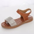 thumbnail image 6 of Xfvqtps Womens Sandal Flat Ankle Hook and Loop Open Toe Rhinestone as Mother's Day Gift Non Slip Breathable Lightweight Fashion Summer Casual Sandal Brown, 6 of 6