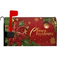 thumbnail image 2 of Merry Christmas Red and Gold Mailbox Covers Magnetic Red Poinsettia Outdoor Mailbox Cover Standard Size 25.5 x 21 Christmas Holiday Mailbox Wrap Post Letter Box Cover Decor for Home Garden Yard, 2 of 6