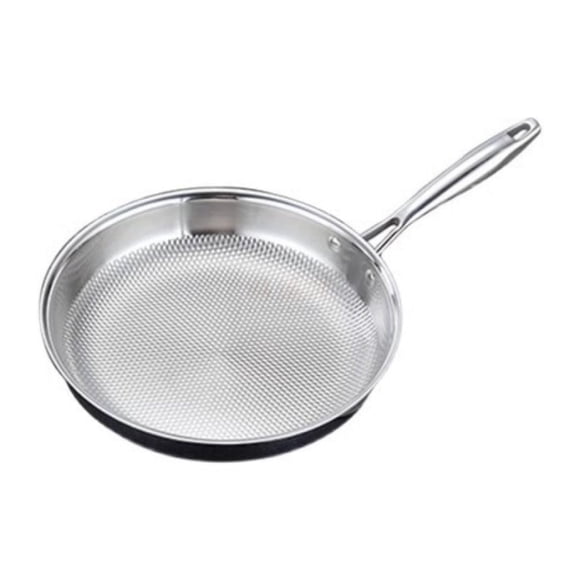 Pisexur Batería de cocina Sartén de acero inoxidable 304 de tres capas, de fondo plano, antiadherente, sin revestimiento, ideal para cocinar en casa o en la oficina. para la cocina del hogar