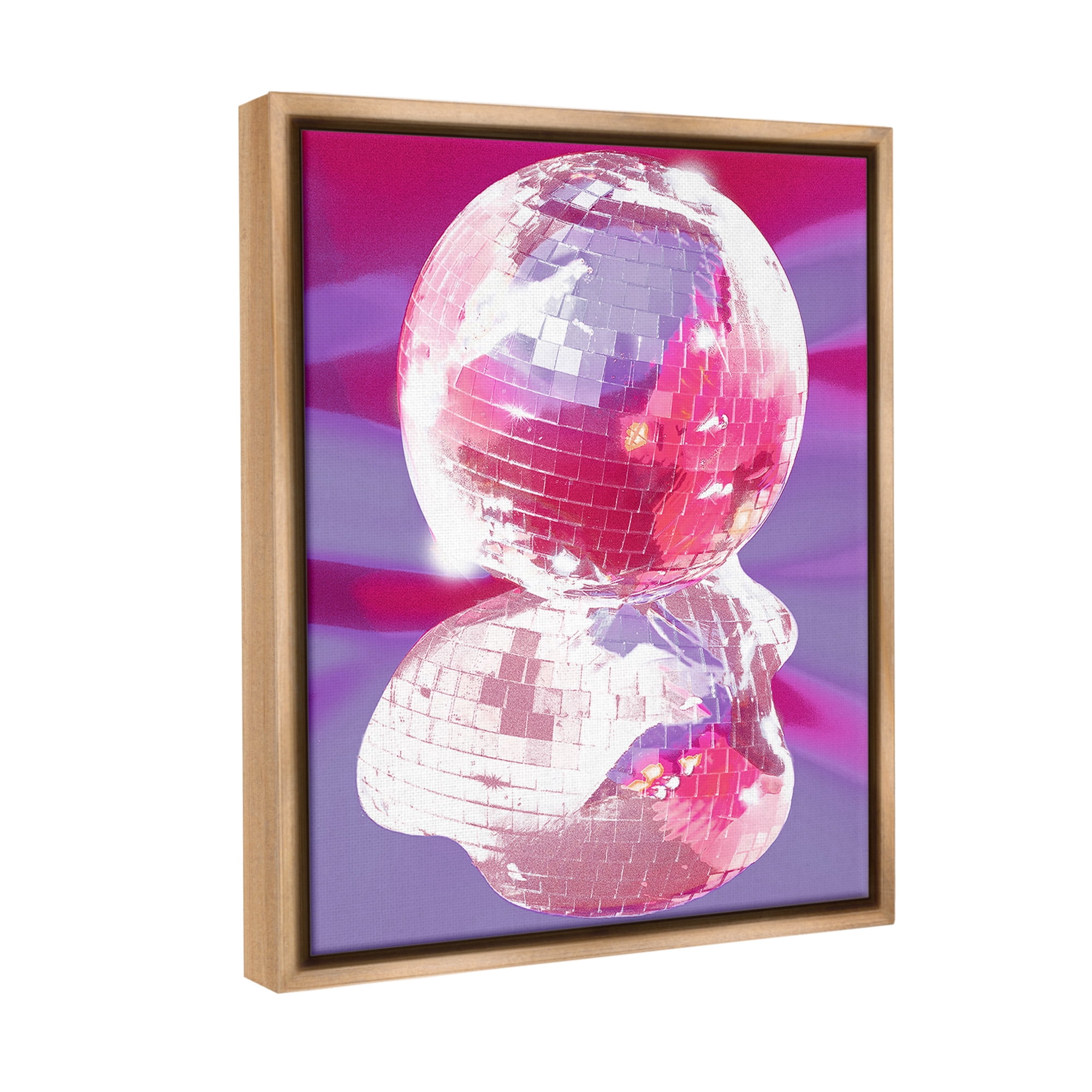 Stupell Industries Melting Disco Abstraction Abstract Painting Brown Floater Framed Canvas Art Print Wall Art, 25 x 31
