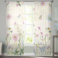 thumbnail image 3 of Vintage Flower Semi Sheer Curtains 84 Inch Length 2 Panels Set, Botanical Wildflower Plant Country Daisy Sheer Kitchen Curtain Privacy Voile Window Curtain for Living Room Bedroom Rod Pocket Drapes, 3 of 7