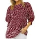 thumbnail image 1 of ICHUANYI Clearance Fashion Women's Summer Round -Neck Short Sleeve Sexy Top Blouse(Wine, M) ICHUANYI WER2023080701866, 1 of 6