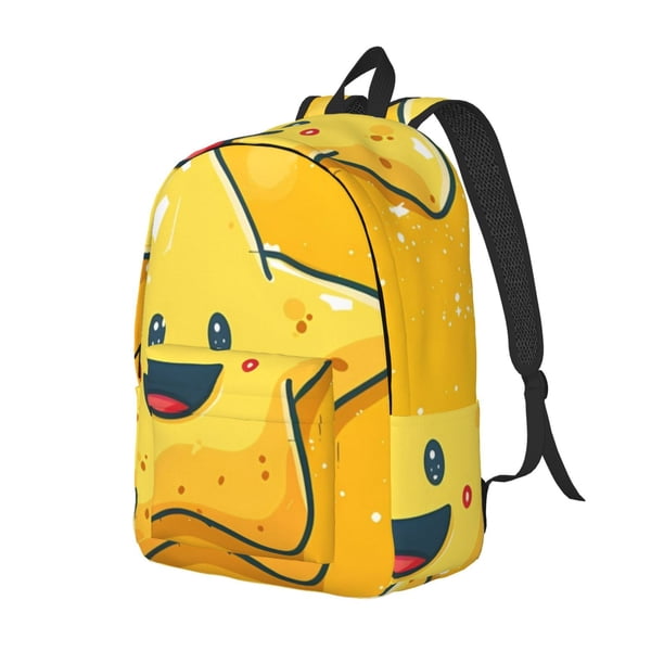 Easygdp Happy Cartoon Star Mochila de Lona Resistente para Laptop, Compatible con Laptops de 15 a 17 pulgadas, Ideal para Escuela, Trabajo y Viajes-Medium