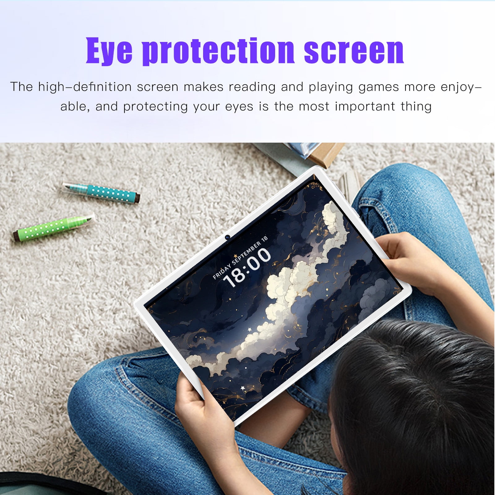 Skegnu HD 8-inch Tablets Android Version, WIFI Bluetooth Voice Call Learning Game Tablet, 2+16G/256G Eight Core Processor, Support SIM Card Communication Function Gift for Girls on Clearance