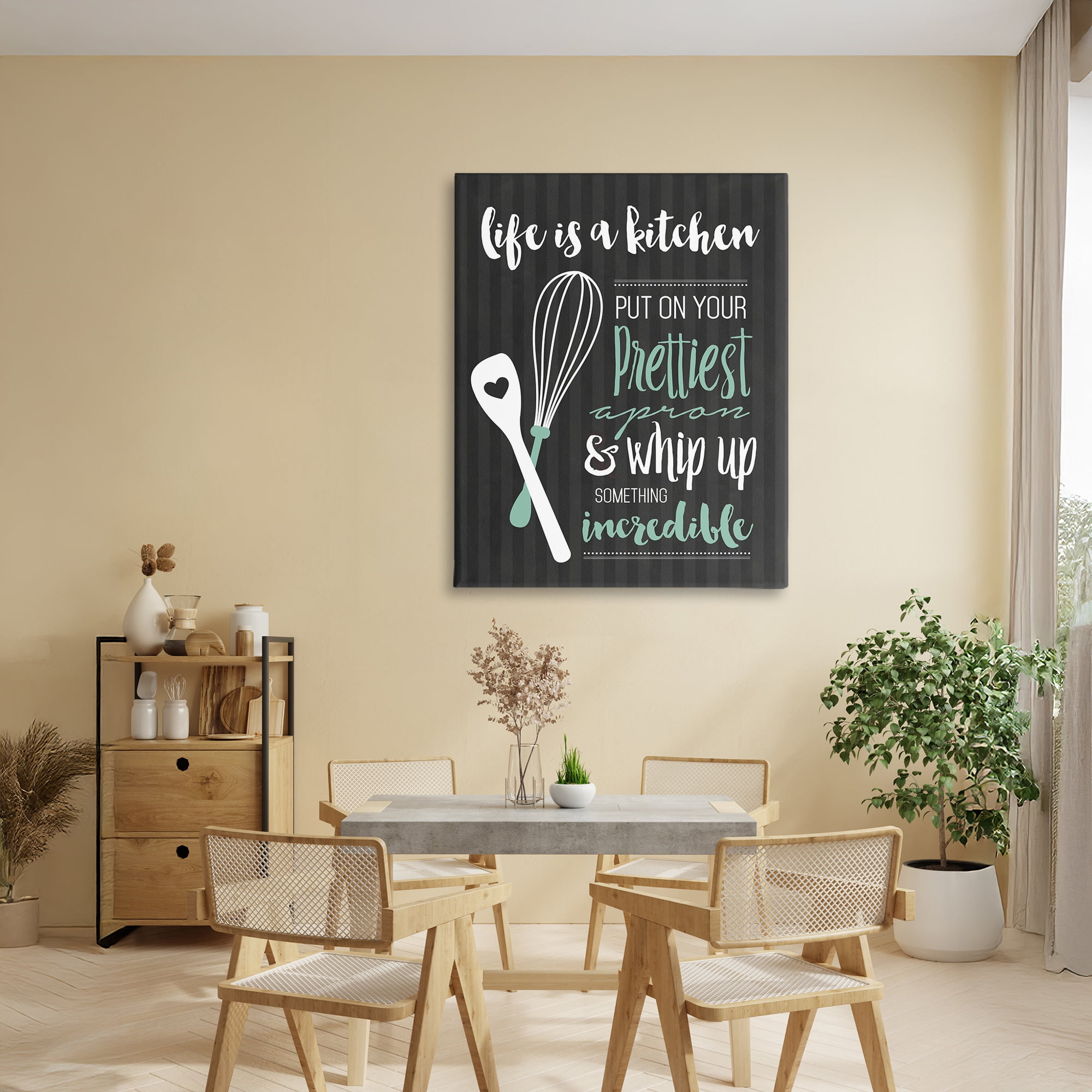 Life Is A Kitchen Motivational Canvas Wall Art, design by Lettered and Lined