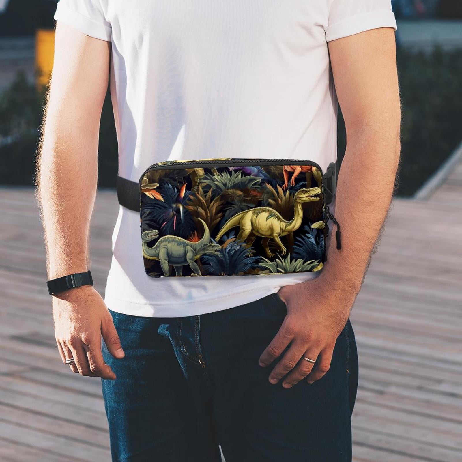 Dinosaur Lightweight Adjustable Cross Body Bag with Extension Strap - Unisex Fanny Pack