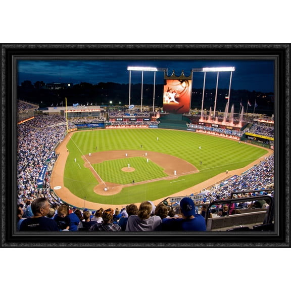 Kauffman Stadium 40x28 Large Black Ornate Wood Framed Canvas Art - Home of the Kansas City Royals