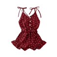 thumbnail image 1 of Bébé Enfant Fille Romper Sangle Jumpsuit Coeurs Imprimé Sans Manches Tenue, 1 of 5