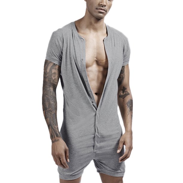 Mens Baselayer One Piece Jumpsuit Playsuit Underwear Bodysuit Jumpsuit
