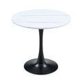 thumbnail image 5 of 31.5" Round Tulip Dining Table, White Marble Vein Top & Black Metal Base, Mid-Century Coffee Table, 5 of 15