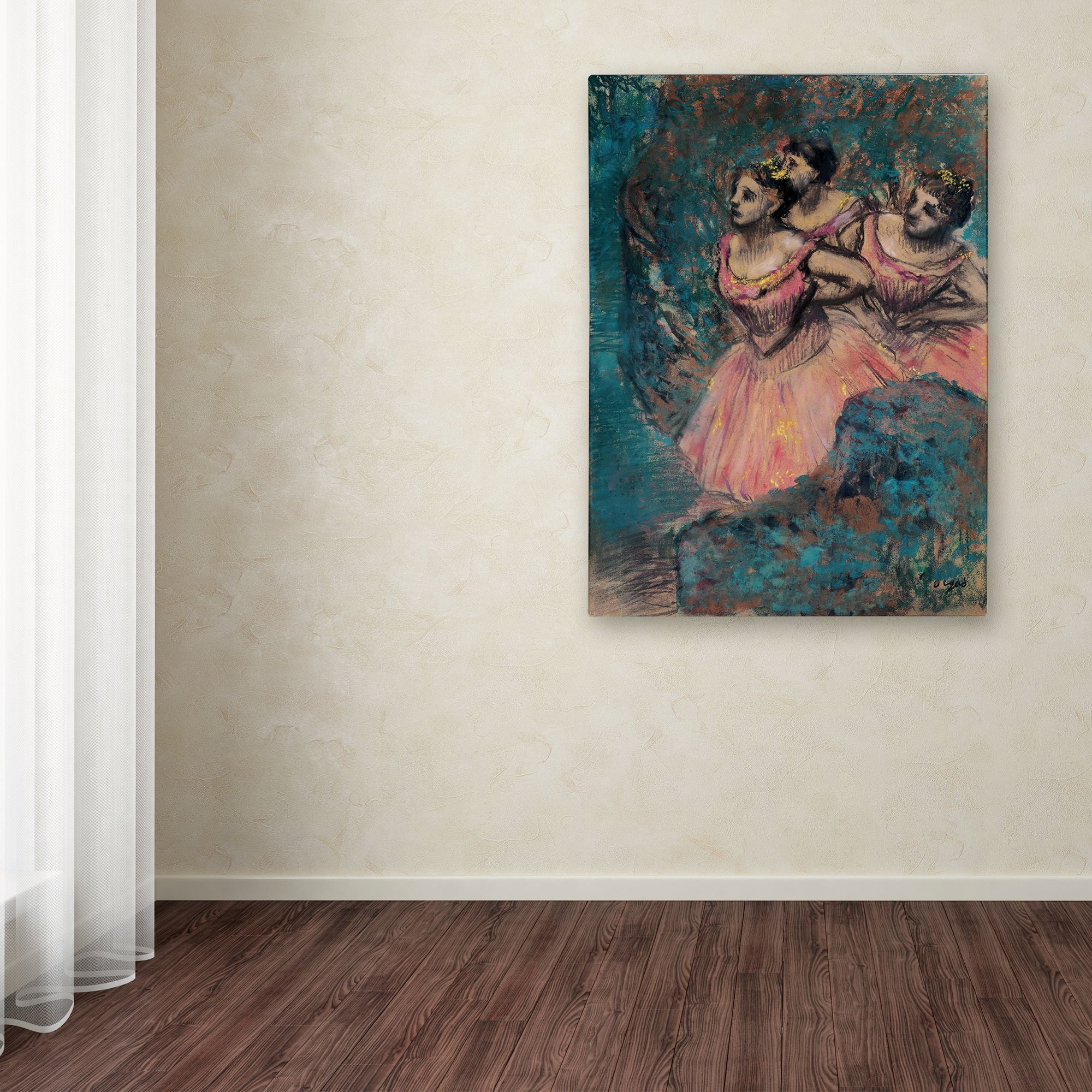 Trademark Fine Art 'Three Dancers In Red Costumes' Canvas Art by Degas
