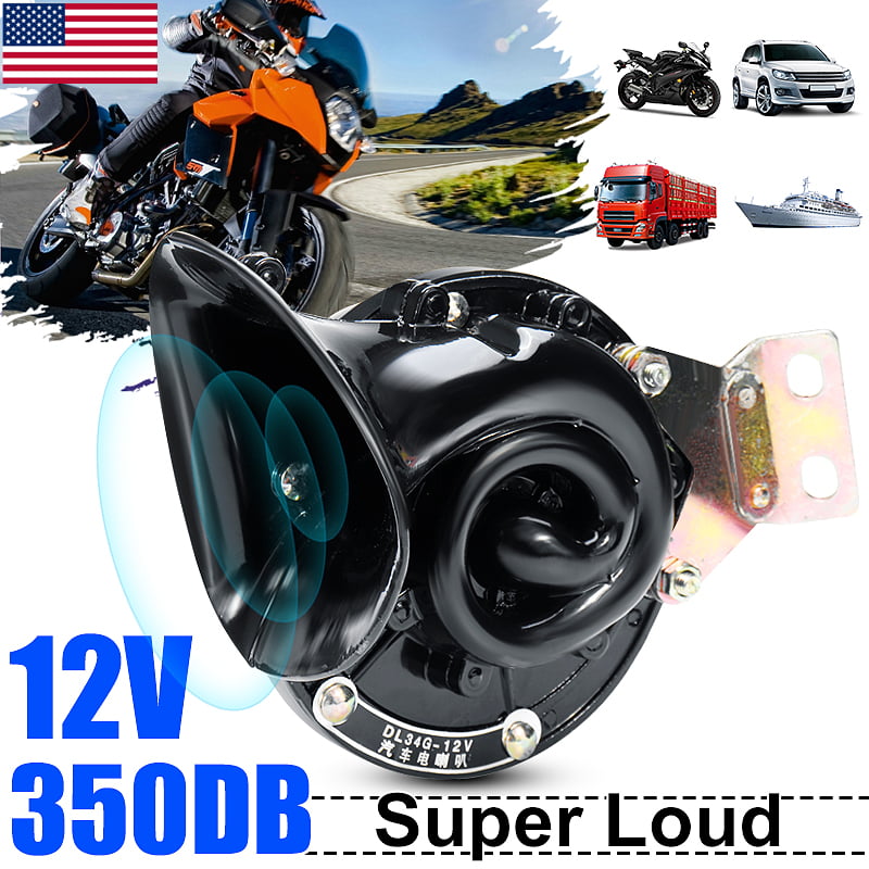 12V 110dB Loud Motorcycle Truck Car Snail Whistle Air Horn Waterproof Black EOA