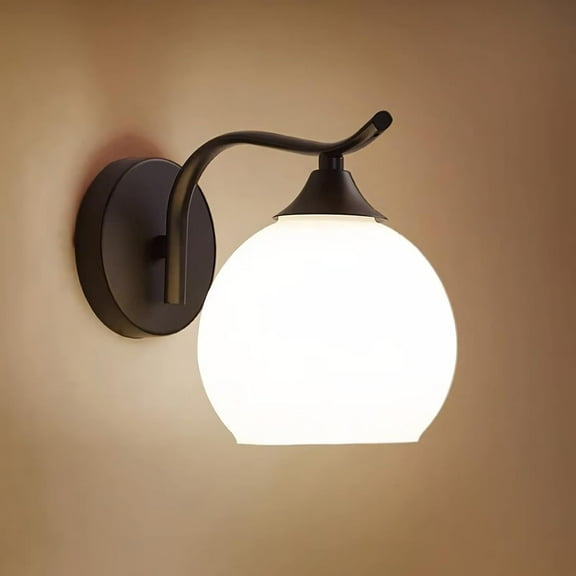 Wall Light Indoor, Modern E26 Wall Sconce with Globe Glass Ball,1 Light, Vintage Metal Bedside Wall Lamp Fixtures for Living Room Bedroom Bathroom Hallway,Gold