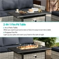 thumbnail image 4 of 13-Piece Outdoor Patio Furniture Set with Rocking Swivel Chair, Wicker Rattan Sectional Sofa Conversation Set with 55,000 BTU Fire Pit Table with Ottomans, Backyard Furniture,Dark Grey, 4 of 8