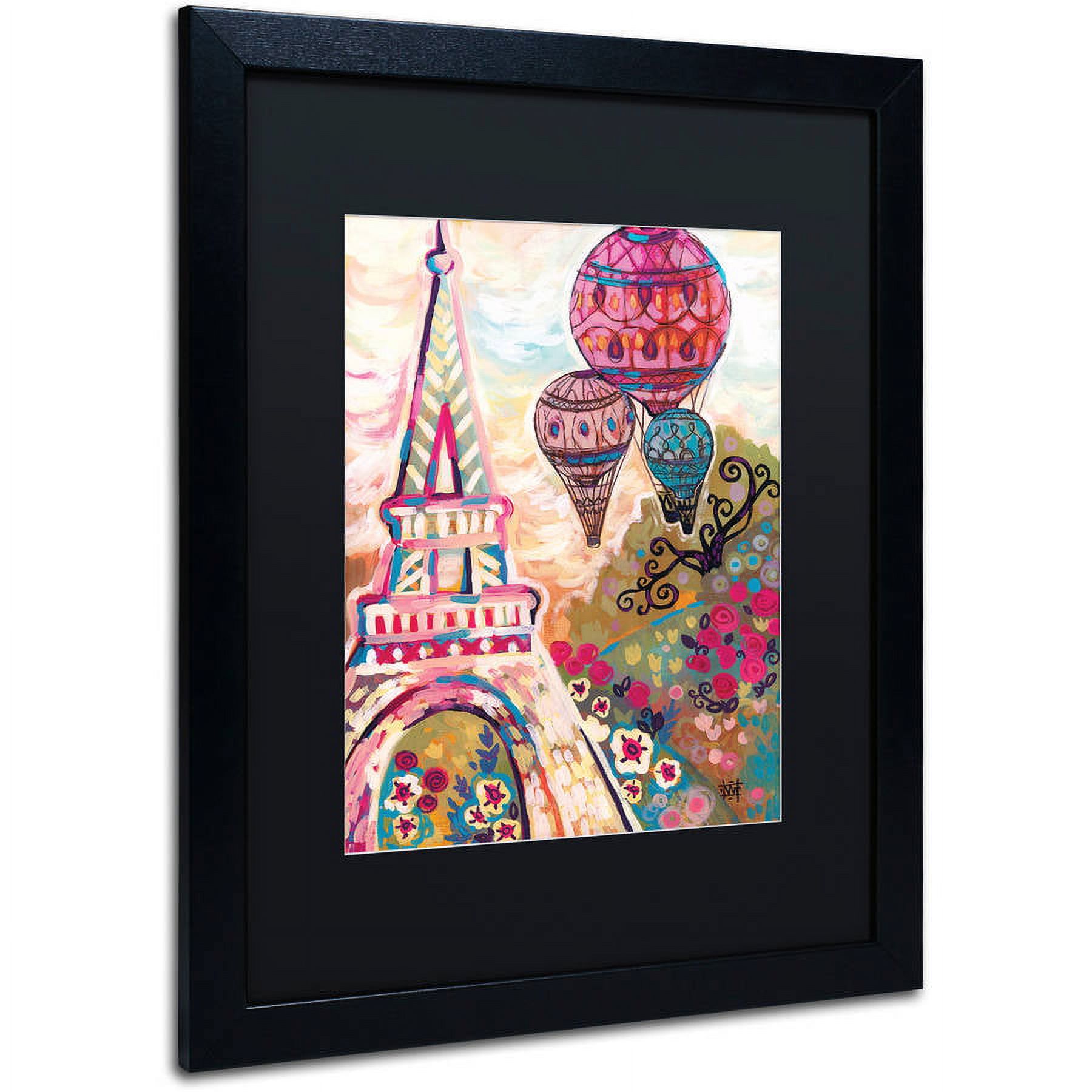 Trademark Fine Art "Ballons Sur Paris" Canvas Art by Natasha Wescoat, Black Matte, Black Frame