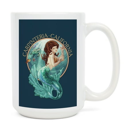 

15 fl oz Ceramic Mug Carpinteria California Mermaid Contour Dishwasher & Microwave Safe
