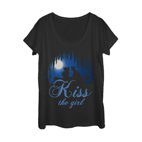 Women's The Little Mermaid Kiss Scene  Scoop Neck Black Large