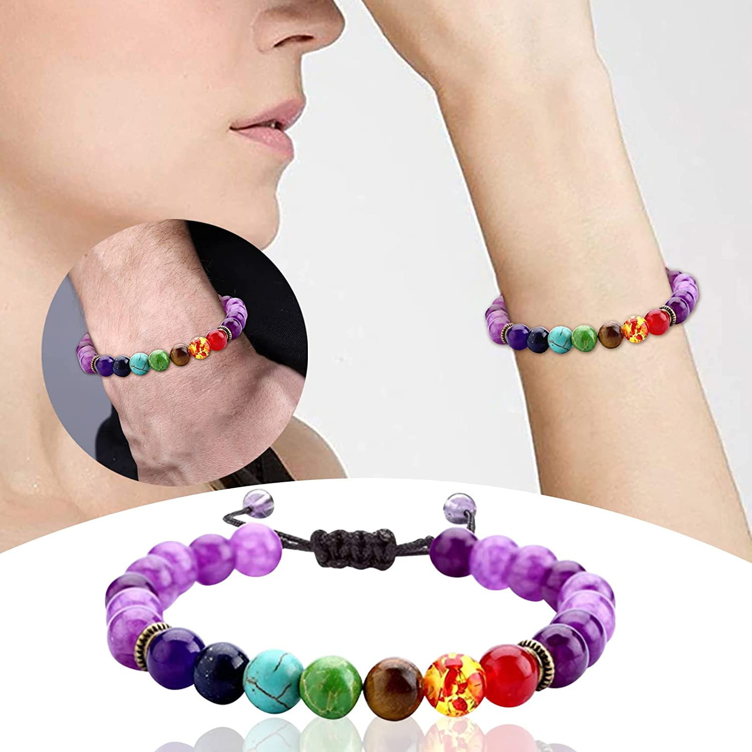 Bead Chakra Bracelet 7 Chakras Healing Crystals Bracelet Yoga Stone Beads  Bracelets Meditation Relax Anxiety Bangle For Womens Mens Gifts For Family  | Fruugo BH