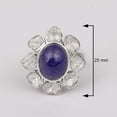 thumbnail image 2 of 1.50 CTW Natural Diamond Polki Tanzanite Flower Cocktail Ring 925 Sterling Silver Women Mother's Day Gift Jewelry, 2 of 5