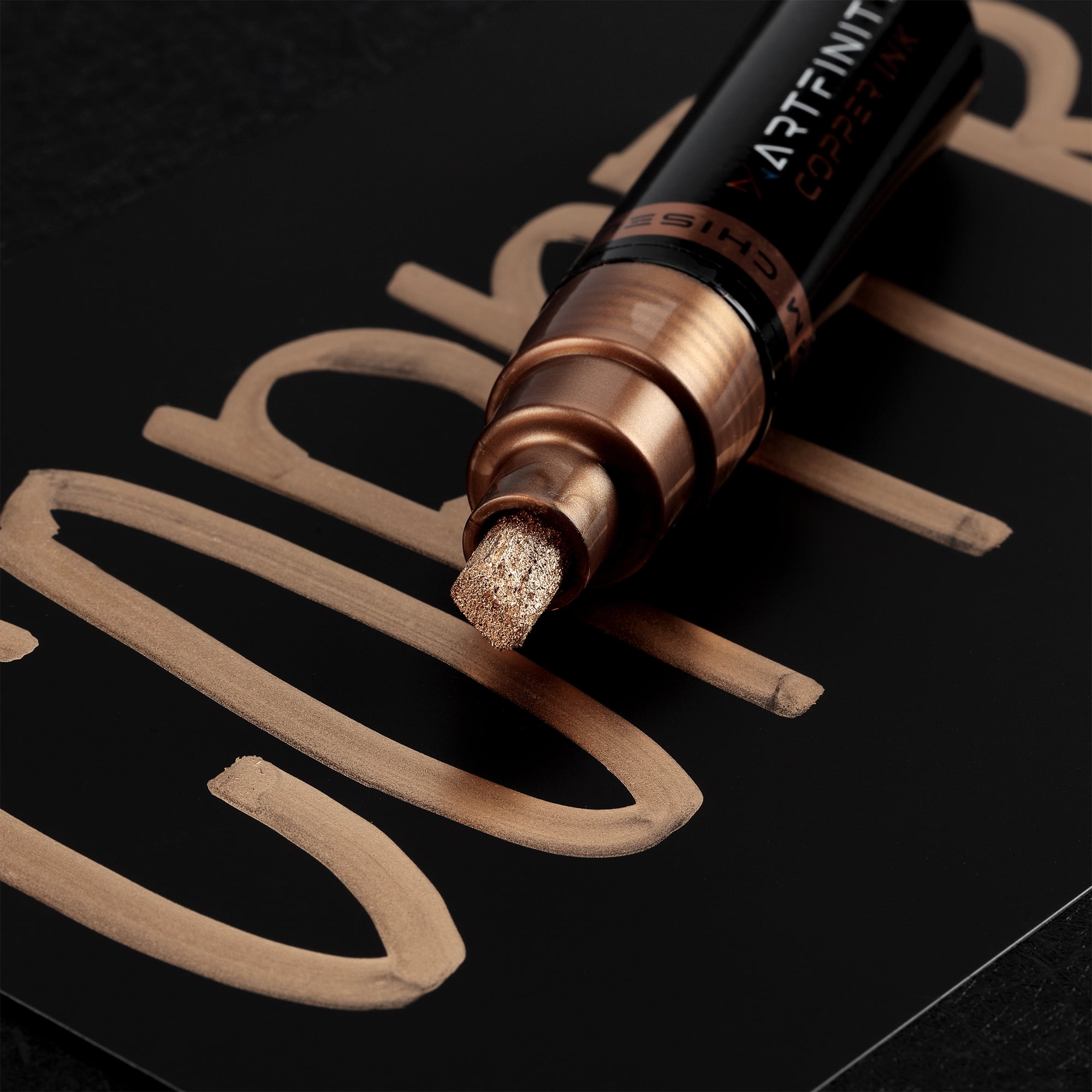 Artfinity Rich Metallic Markers - Professional Metallic Markers for Artists, Drawing, CAlligraphy, & More! - [Copper - 8.5mm Chisel Nib]