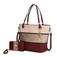 thumbnail image 5 of MKF Collection Vallie Color-Block Vegan Leather Women’s Tote Handbag with Matching Wallet – 2 pcs by Mia K. - White Pink, 5 of 10