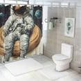thumbnail image 7 of Autua Astronaut Space Planets Shower Curtain 100% Polyester Washable with Hooks 60"x72, 7 of 7