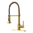 thumbnail image 1 of Grifo de cocina AIMADI Gold con pulverizador desplegable cepillado, 1 of 7