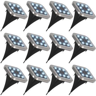 Sunco Lighting 12 Pack Solar Path Lights Dusk To Dawn 5000k Daylight Cross Spike Stake For Easy In Ground Install Powered Led Landscape Rohs Ce Com Sunco Lighting 12 Pack Solar Path, Sunco Solar Led Path Lights Round