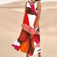 thumbnail image 1 of LSLJS Robe Longue Sans Manches en Coton et Lin à Col Rond Imprimée avec Poche, Robe d'Été de Plage, 1 of 5