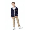 thumbnail image 3 of Arshiner Boys Girls School Uniform Cardigan Sweater Soft V-Neck Preppy Knit Outerwear, Embroidered Badge, Unisex Anti-Pill Long Sleeve Button Uniform Cardigan 3-10Y, 3 of 5