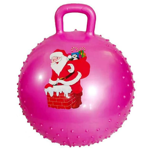 Christmas Theme Yoga Ball Lightweight Anti-slip PVC Handle Hopper Ball for Exercise