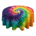 thumbnail image 4 of Colorful Tie Dye Pattern Round Tablecloth 60"x60",Wrinkle Wipeable Table Cloth for Kitchen Dining Room Picnic Patio Party, 4 of 6