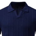 thumbnail image 3 of SOOMLON Short Sleeve Dress Shirts for Men V Neck Lapel Shirt Textured Knit Jacquard Pullover Casual Summer Work Clothes, 3 of 4