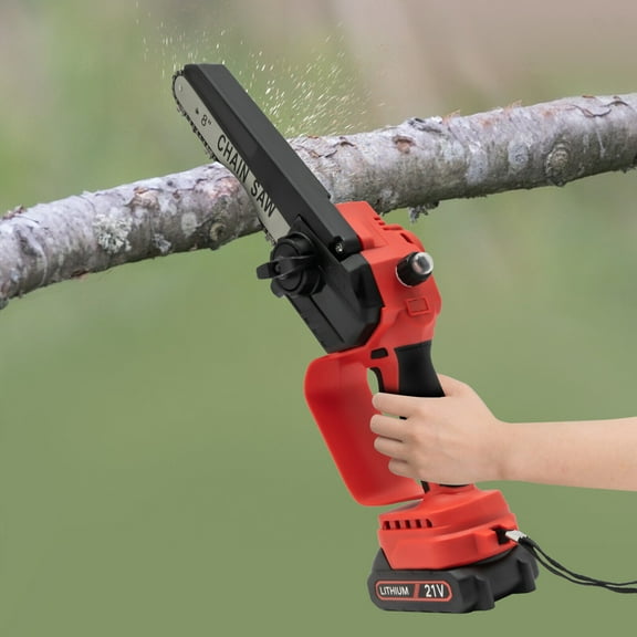 Mini Cordless Chainsaw – 8-Inch Cutting Diameter, 800W Power, 2x 2000mAh Batteries, Safety Lock & Splash Guard, Lightweight, Battery-Powered – Ideal for Gardening, Wood Cutting & DIY Tasks