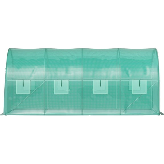 14.8'x6.6' Walk-in Tunnel Greenhouse, Portable Plant Hot House with Galvanized Steel Hoops, 8 Roll-up Windows & Zippered Door, Sturdy Frame for Outdoor Gardening