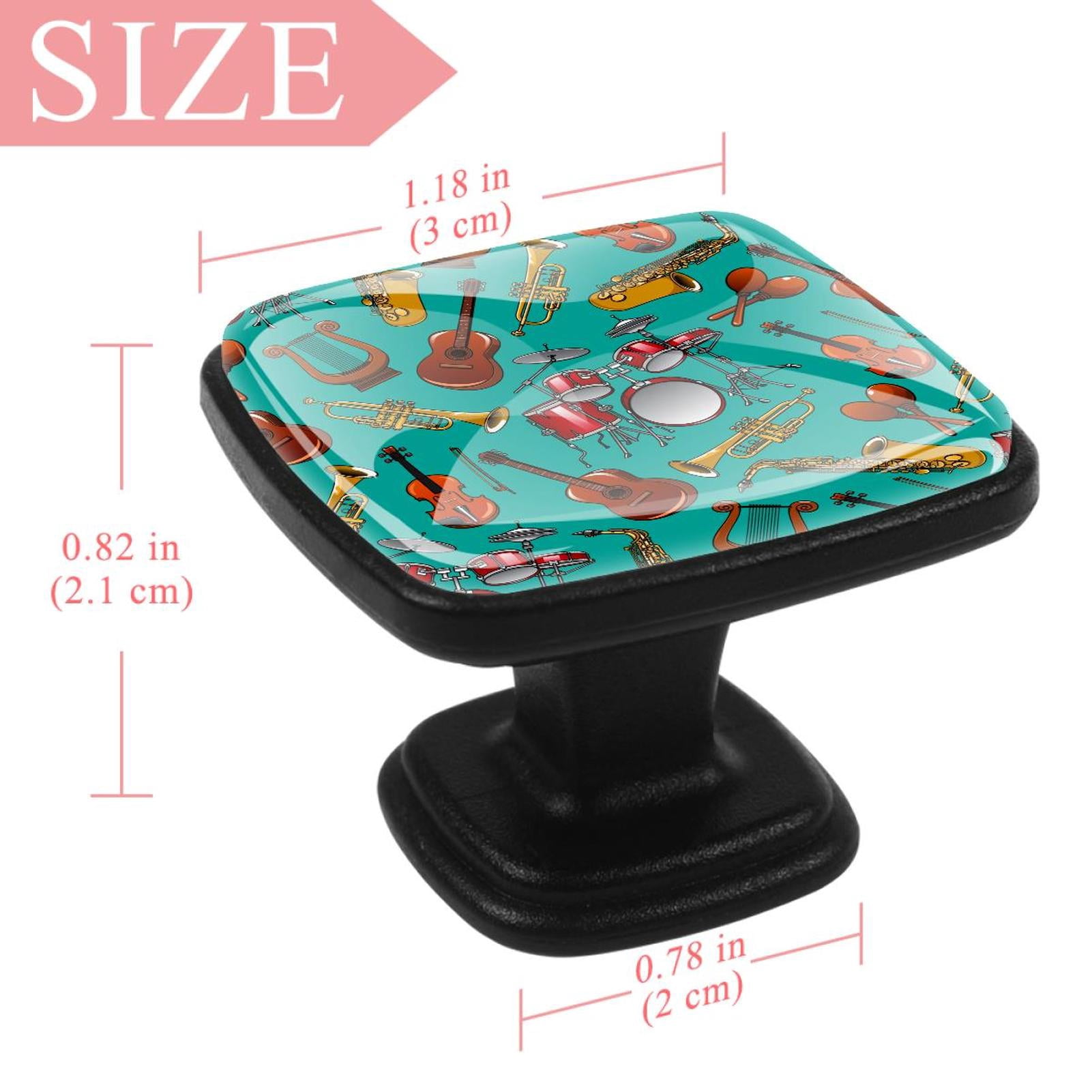 4 Pcs Square Cabinet Handle Cupboard Knob Drawer Pulls Handle Guitars Music Drawer Knobs with Screws Furniture Decoration