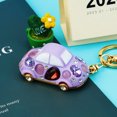 Fashion Rhinestone Jelly Color Beetle Car Model Keychain Female Korean