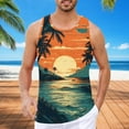 thumbnail image 2 of GHSOHS Tank Tops Men Running Tee Tops Casual Shirts Orange Mens T-Shirts Large Size Summer Clothes for Men Mens Summer Vacation Beach Print Top Vest Sleeveless Top,3XL, 2 of 5