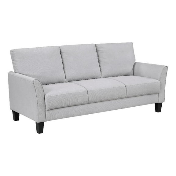 Xumo Sofa- Light Gray Fabric- 79 Inch- Black Tapered Wood Legs