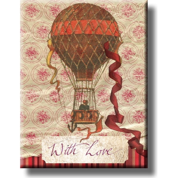 Vintage With Love Postcard Picture on Stretched Canvas, Wall Art Decor, Ready to Hang