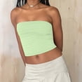thumbnail image 5 of APEXFWDT Women's Striped Tube Tops Strapless Bandeau Tops Double Lined Slim Fit Summer Y2K Going Out Tank Tops for Girls，S,Mint Green, 5 of 9