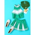 thumbnail image 5 of LiiYii Girls Cheerleading Stage Outfit Sleeveless Zippered Tops with Pleated Skirt Set for School Party Green 10, 5 of 6