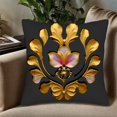 thumbnail image 5 of Elegant 18x18in Throw Pillow Covers Set of 2 - Black Background with Intricate Gold & Pink Floral Design Perfect for Couch Bed Car, 5 of 8
