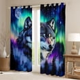 thumbnail image 2 of Homewish Animal Wolf Black Out Curtains for Teens Boys Girls,Abstract Gradient Aurora Curtains Pack of 2 (42x63 Each),Jungle Wildlife Bedroom Curtains,Breathable Home Decor, 2 of 6